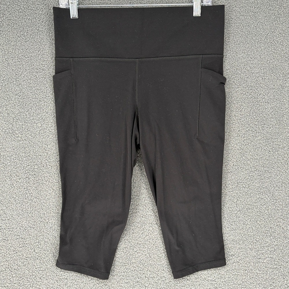 Athleta Salutation Stash Pocket II Crop Leggings Black High Rise Yoga Pants L